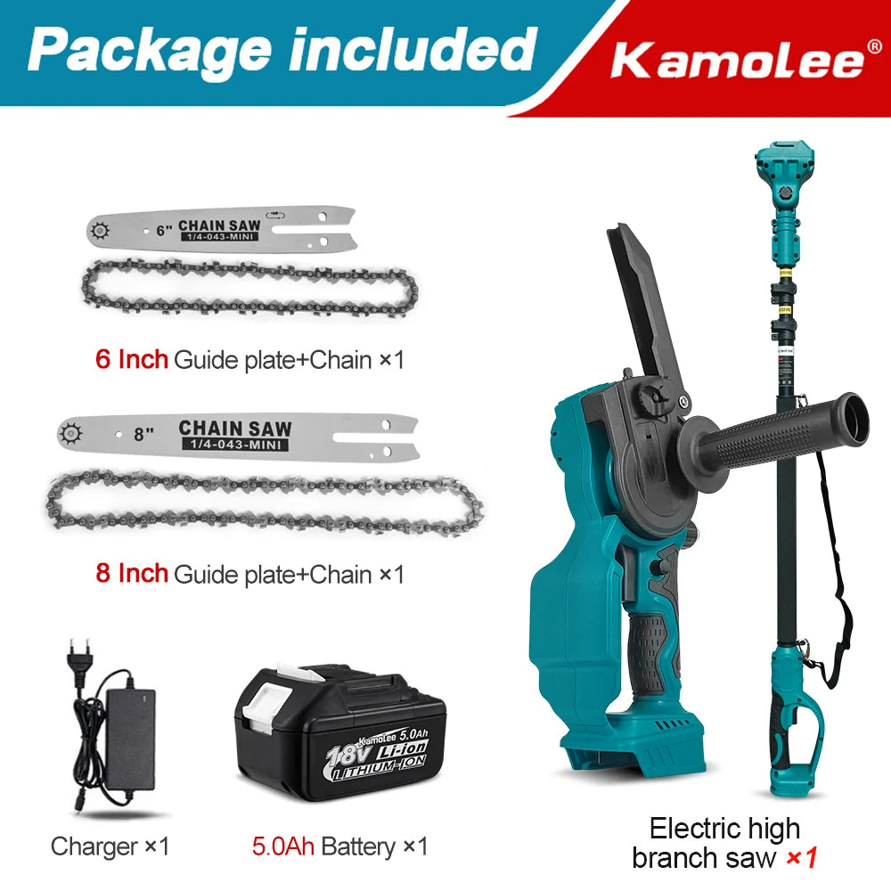 Kamolee Tijeras Eléctricas Sin Cable de 50mm, Podadoras de Motor Sin Escobillas, Cizallas de Poda para Árboles Frutales, Sierra Manual de 8 Pulgadas Compatible con Batería Makita