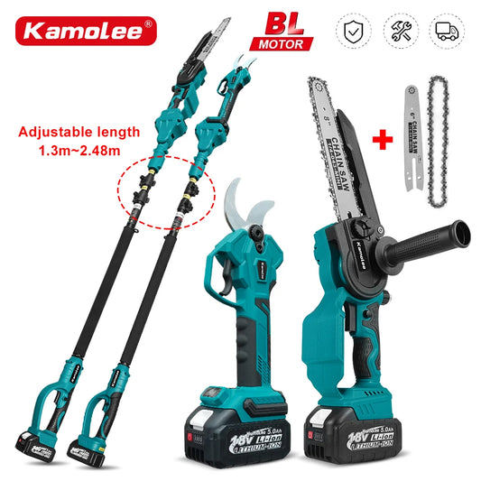 Kamolee Tijeras Eléctricas Sin Cable de 50mm, Podadoras de Motor Sin Escobillas, Cizallas de Poda para Árboles Frutales, Sierra Manual de 8 Pulgadas Compatible con Batería Makita